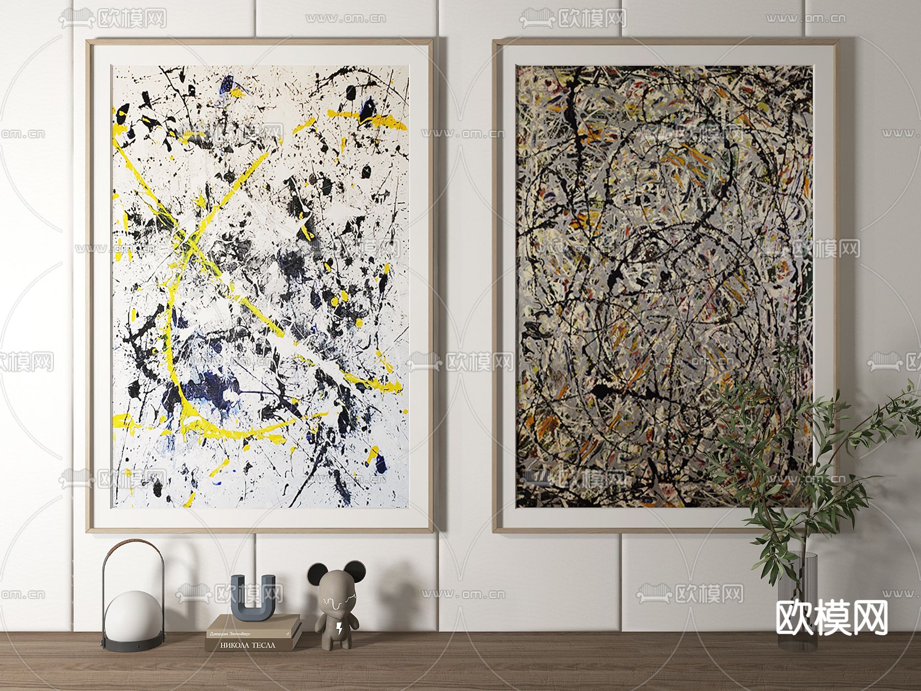 现代装饰画su模型下载（渲染图1）