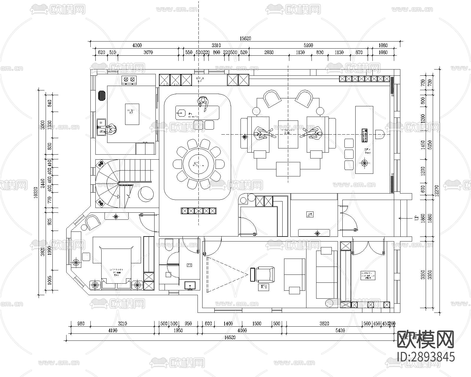 别墅cad施工图下载（渲染图4）