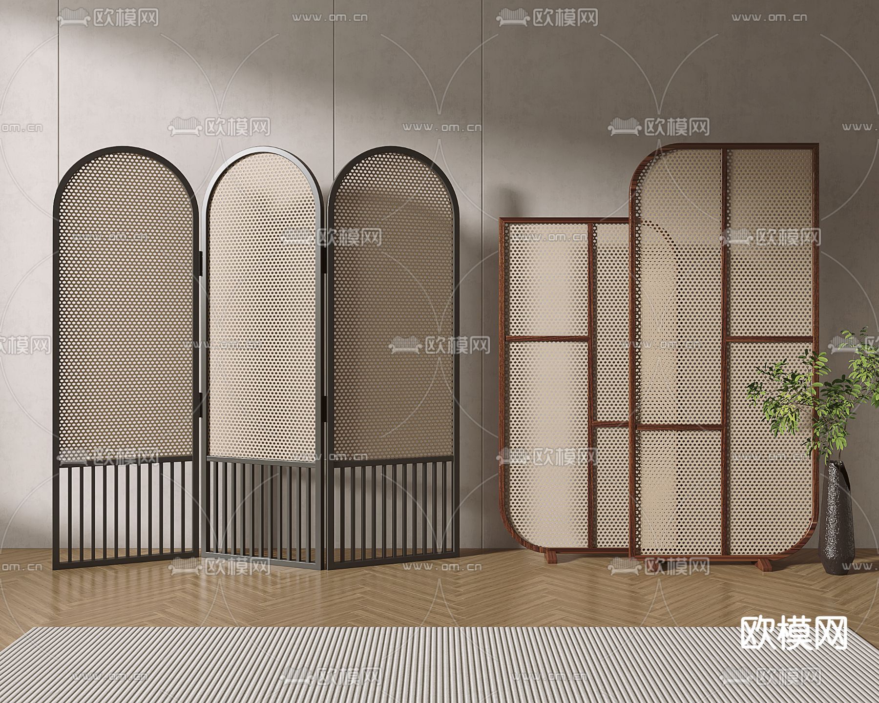 侘寂屏风 隔断3d模型下载