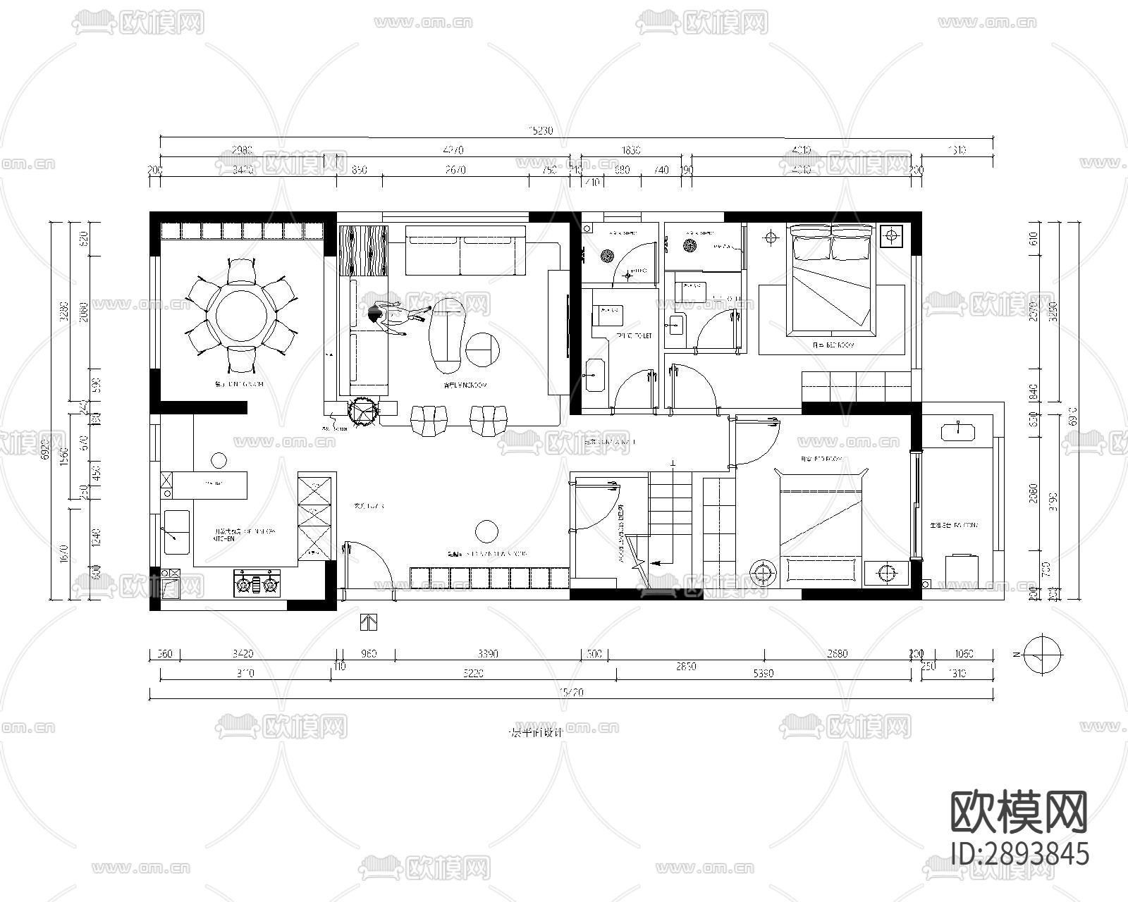 别墅cad施工图下载（渲染图5）