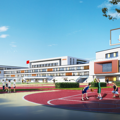  现代学校鸟瞰su模型 