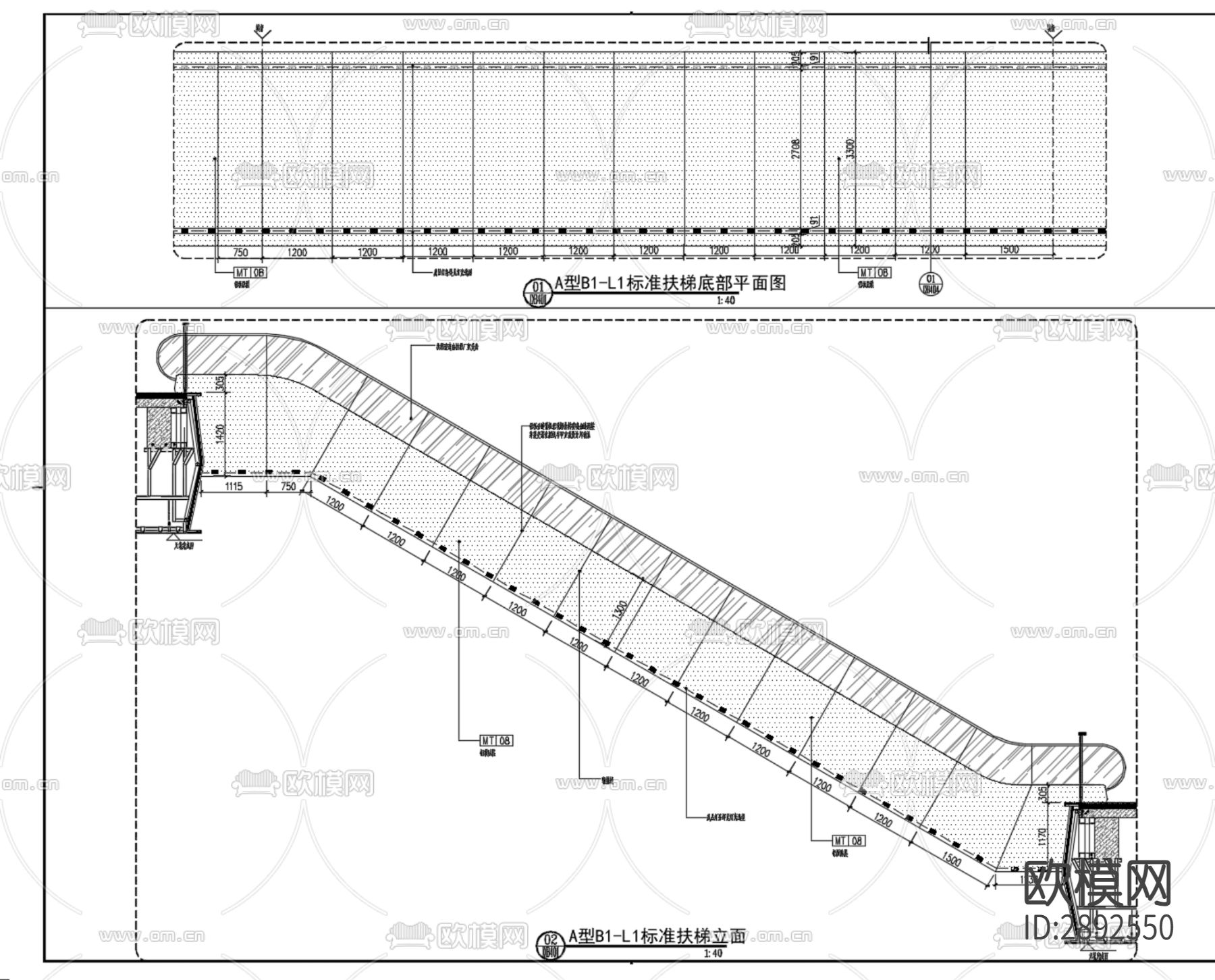 自动扶手电梯cad节点详图下载（渲染图1）