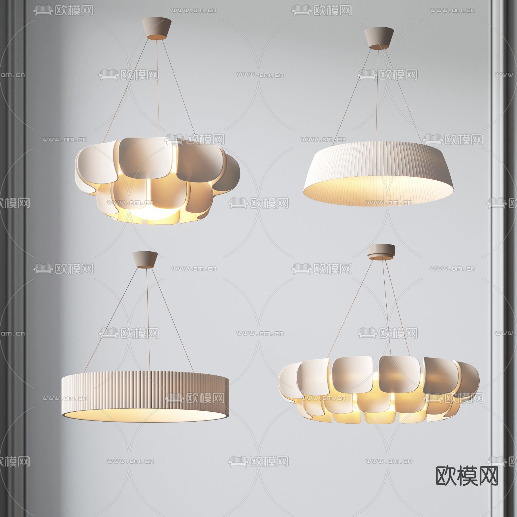 奶油风艺术吊灯su模型下载（渲染图1）