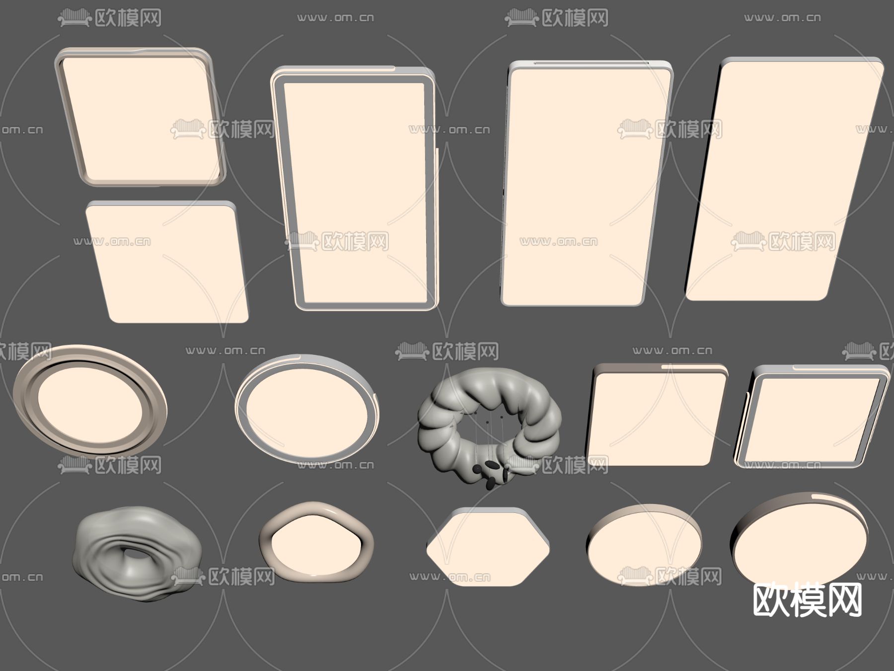奶油风吸顶灯su模型下载（渲染图2）