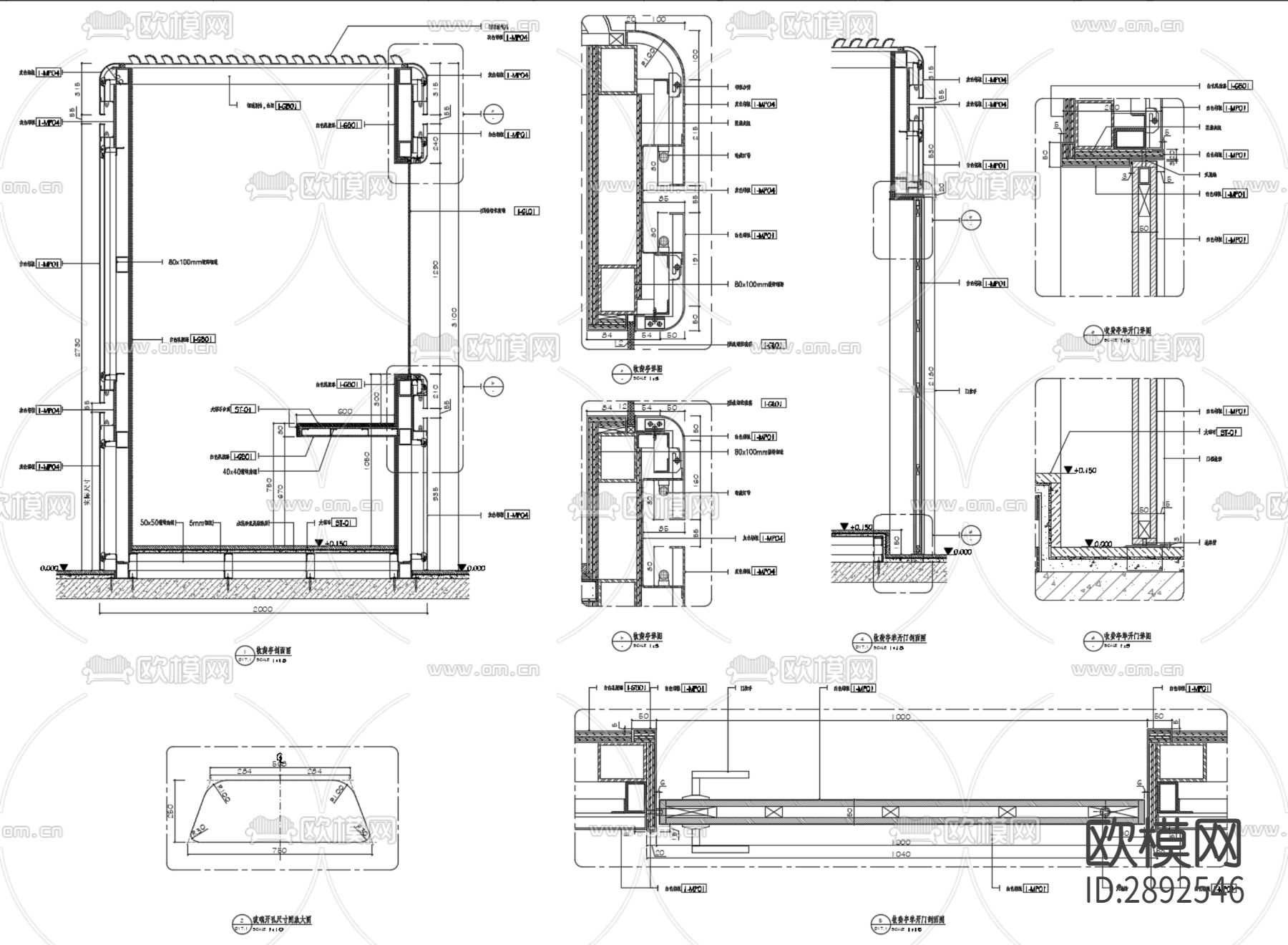 收费亭cad节点详图下载（渲染图2）