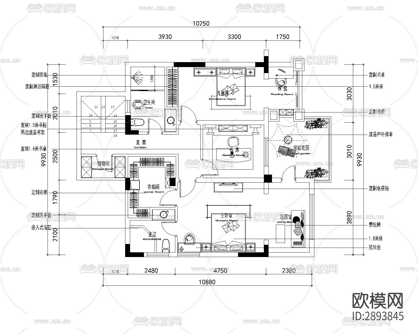 别墅cad施工图下载（渲染图2）
