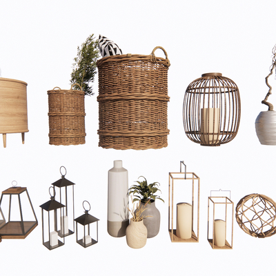 侘寂风烛台灯 边几su模型