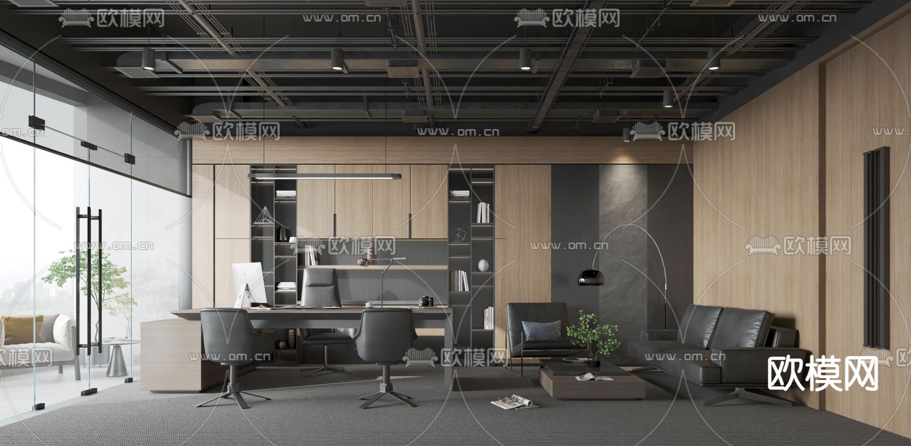 总经理室 董事长室3d模型下载（渲染图1）
