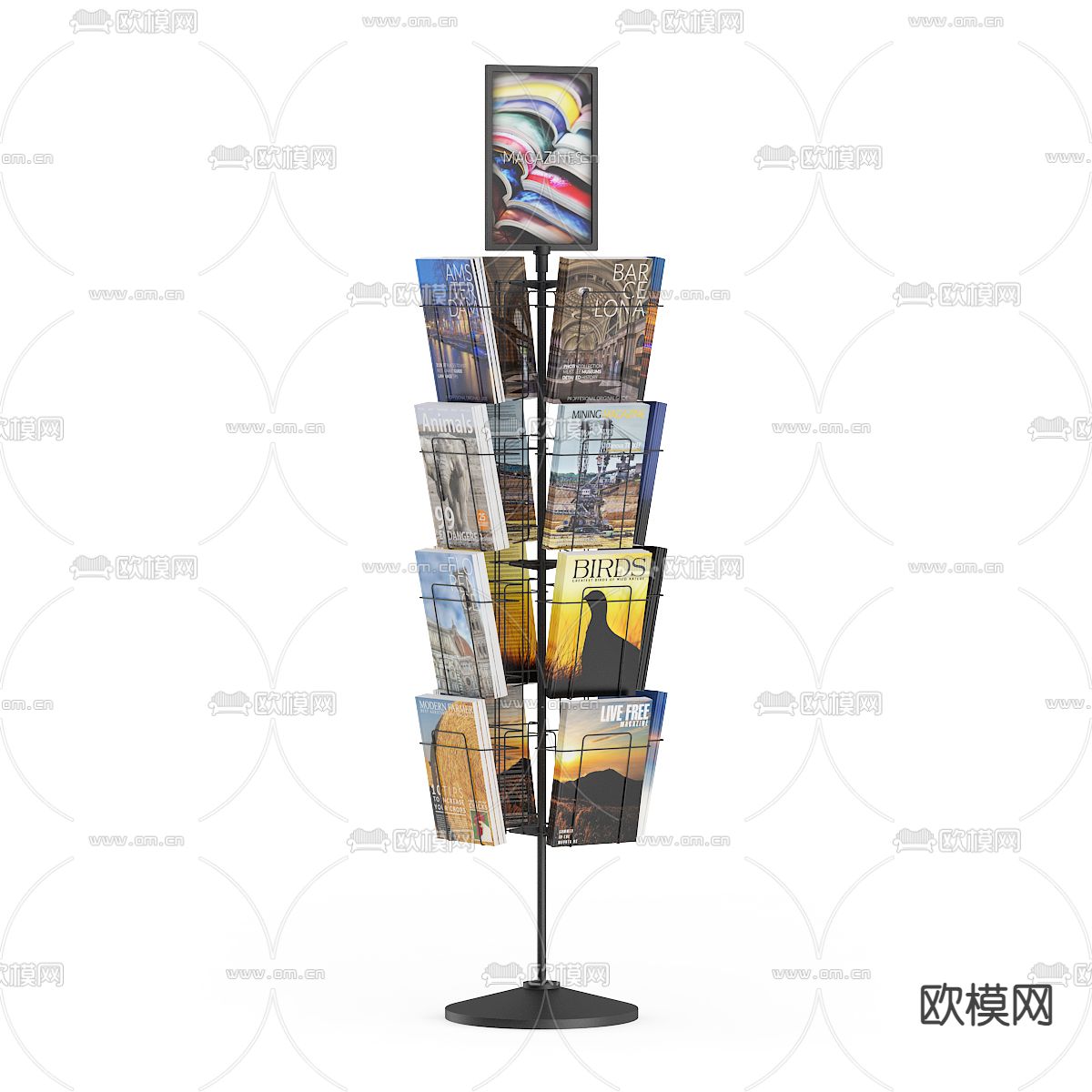 杂志架 书架3d模型下载（渲染图4）