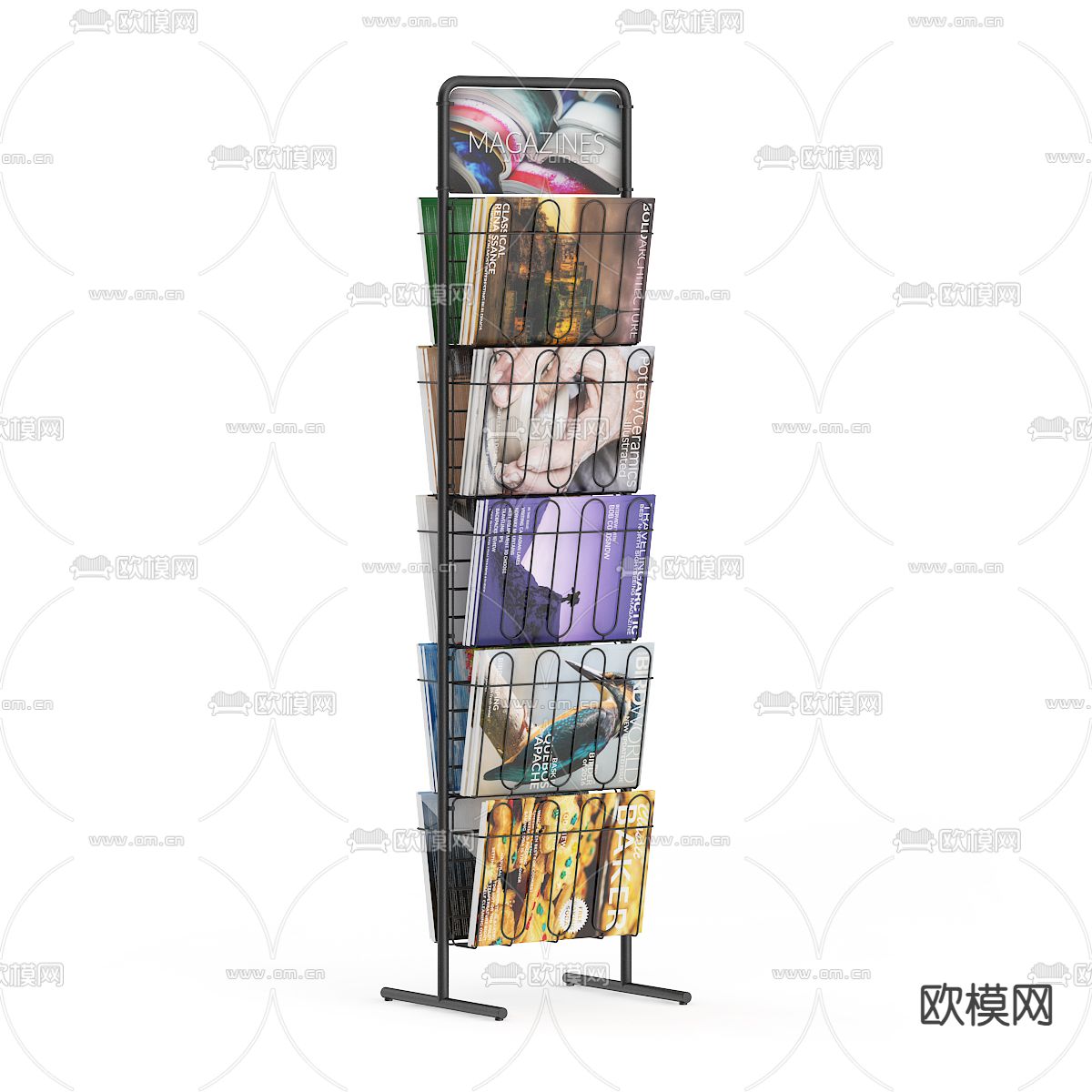 杂志架 书架3d模型下载（渲染图5）