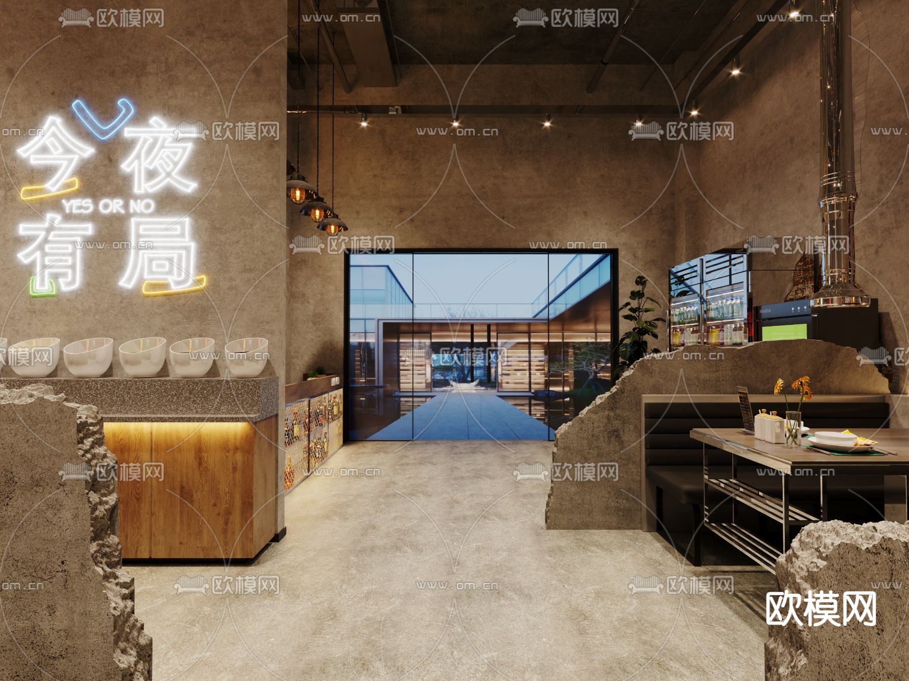 战后风火锅店 火锅餐厅3d模型下载（渲染图1）