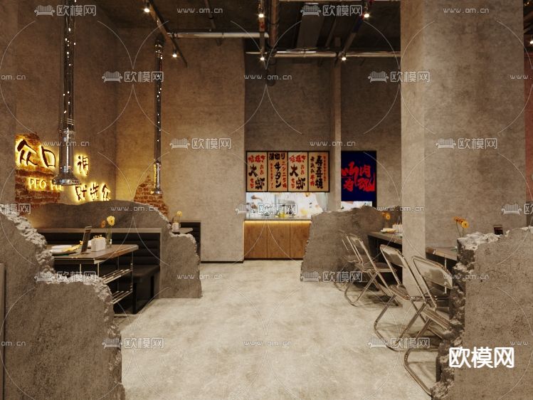 战后风火锅店 火锅餐厅3d模型下载（渲染图2）