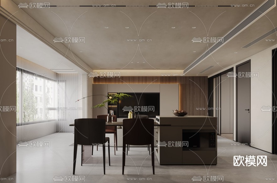 现代客厅 餐厅免费3d模型下载_ID14318170_3dmax免费模型-欧模网