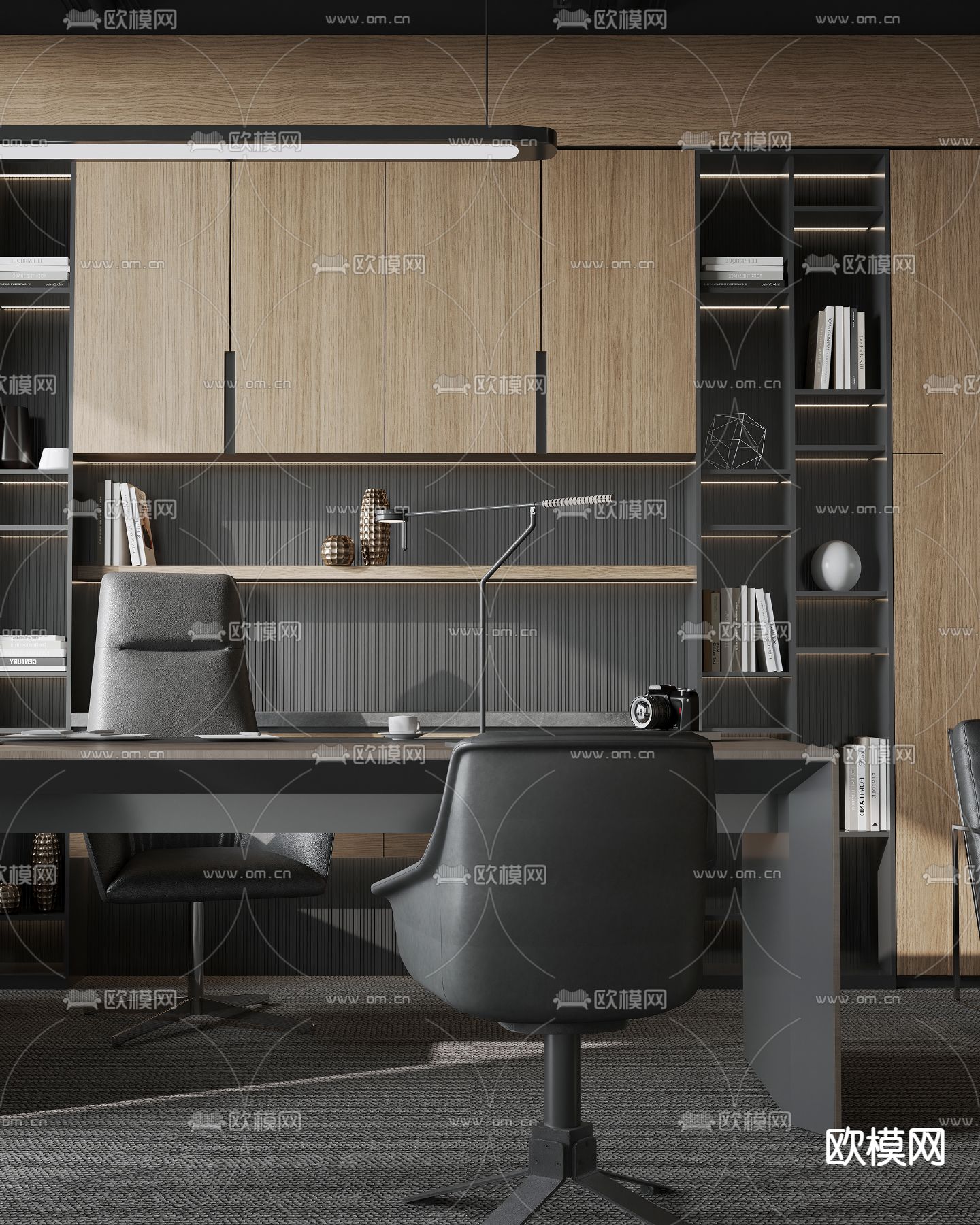 总经理室 董事长室3d模型下载（渲染图2）
