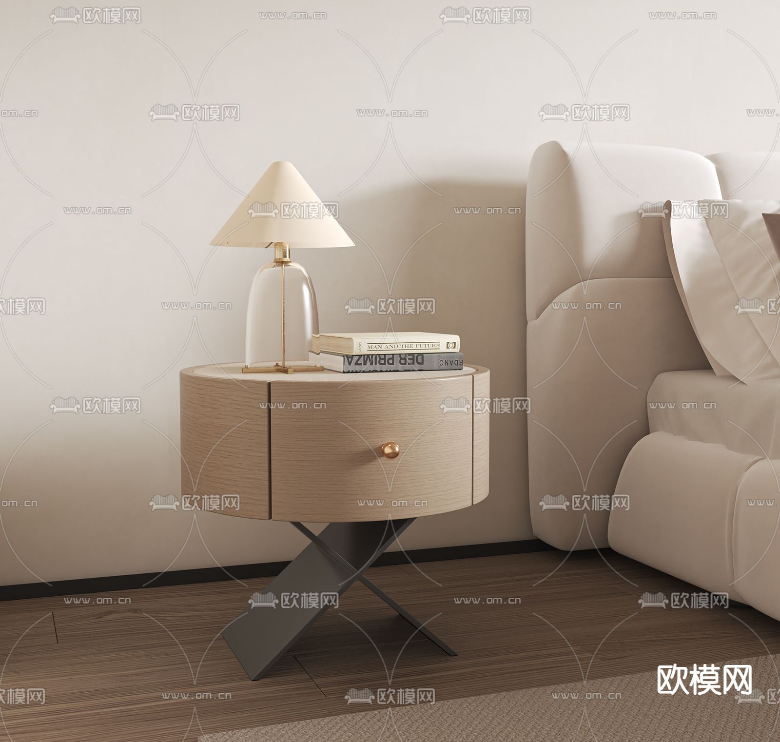圆形床头柜3d模型下载