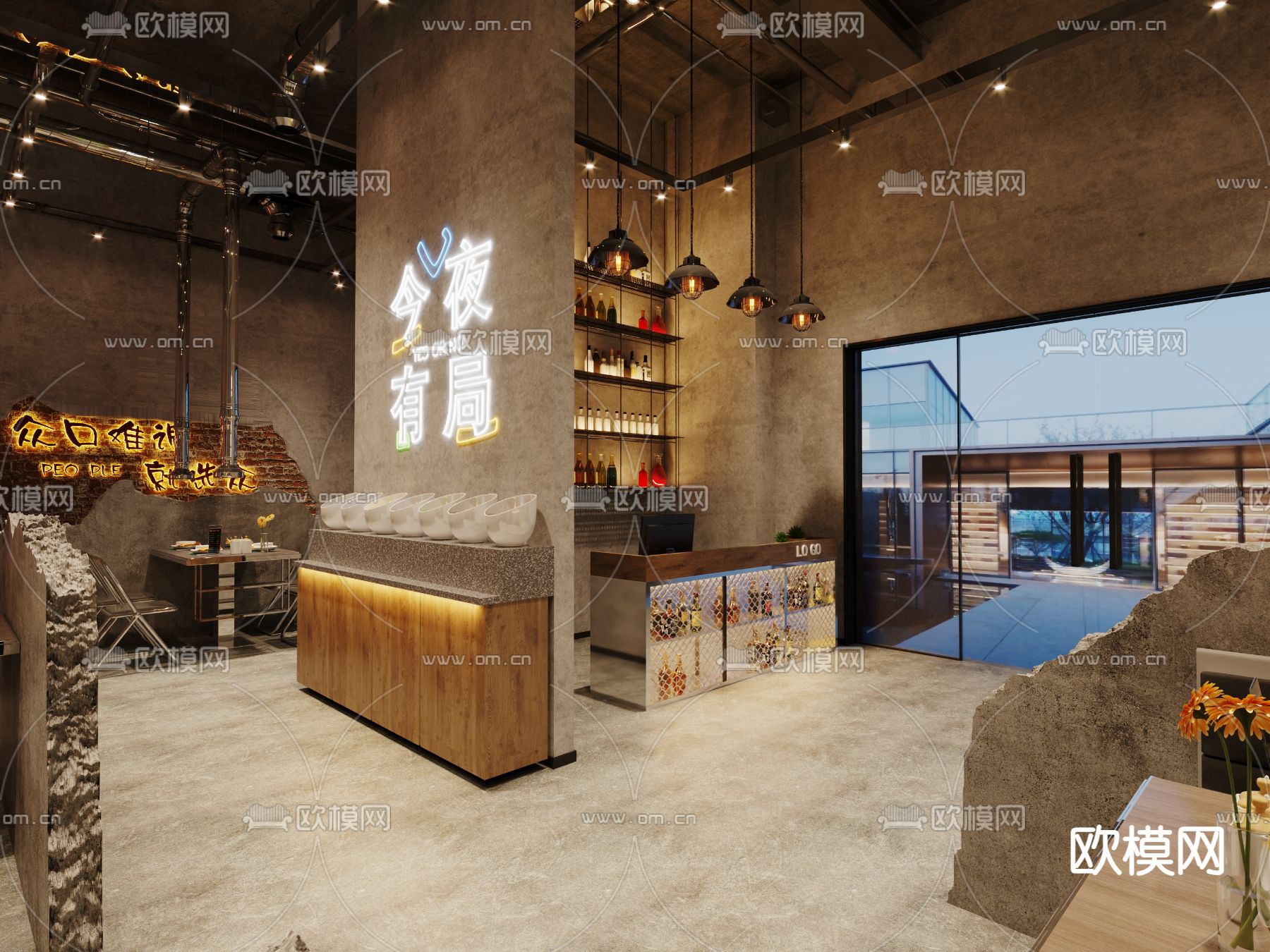 战后风火锅店 火锅餐厅3d模型下载（渲染图3）