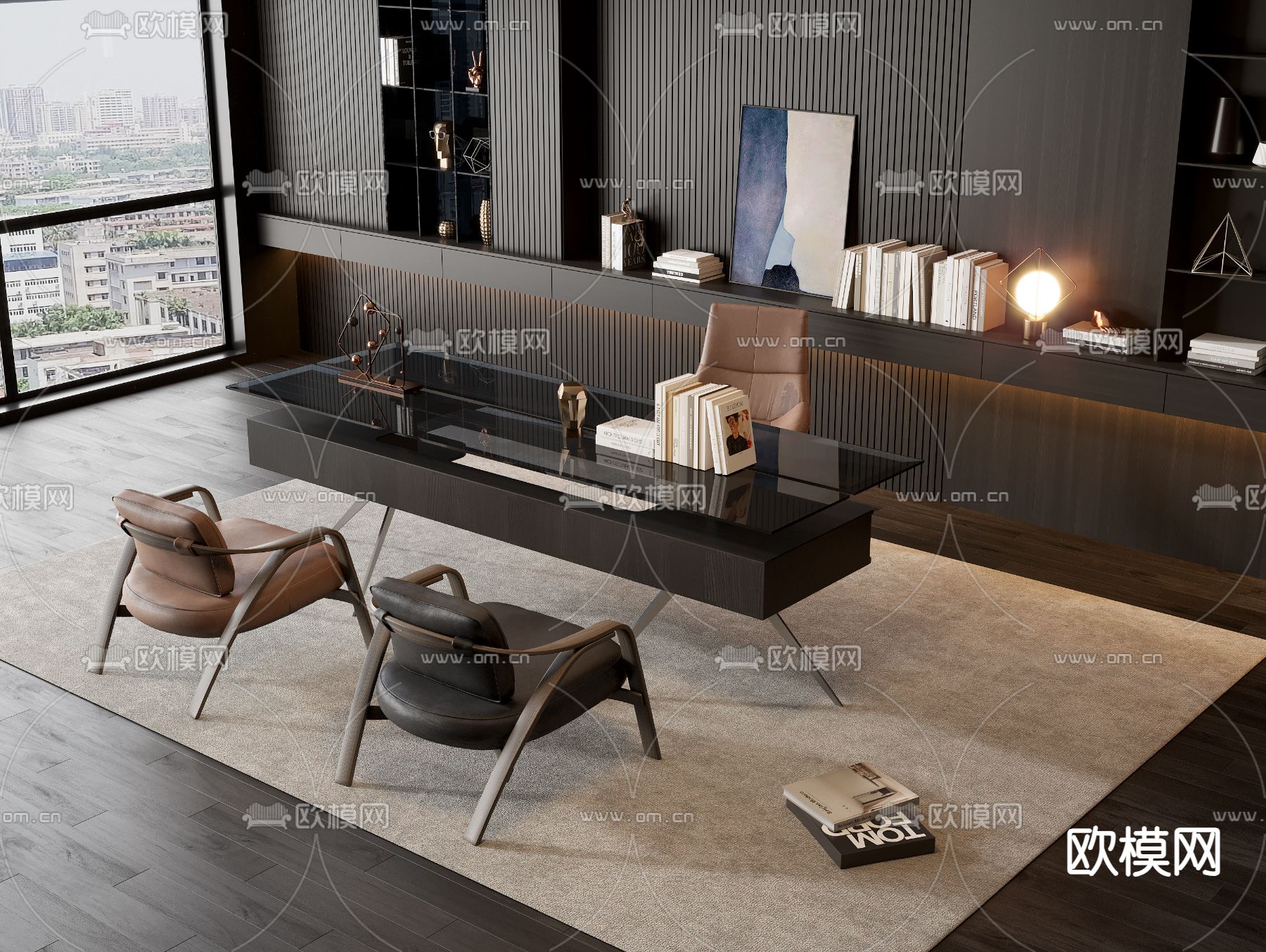 现代书桌 写字台3d模型下载