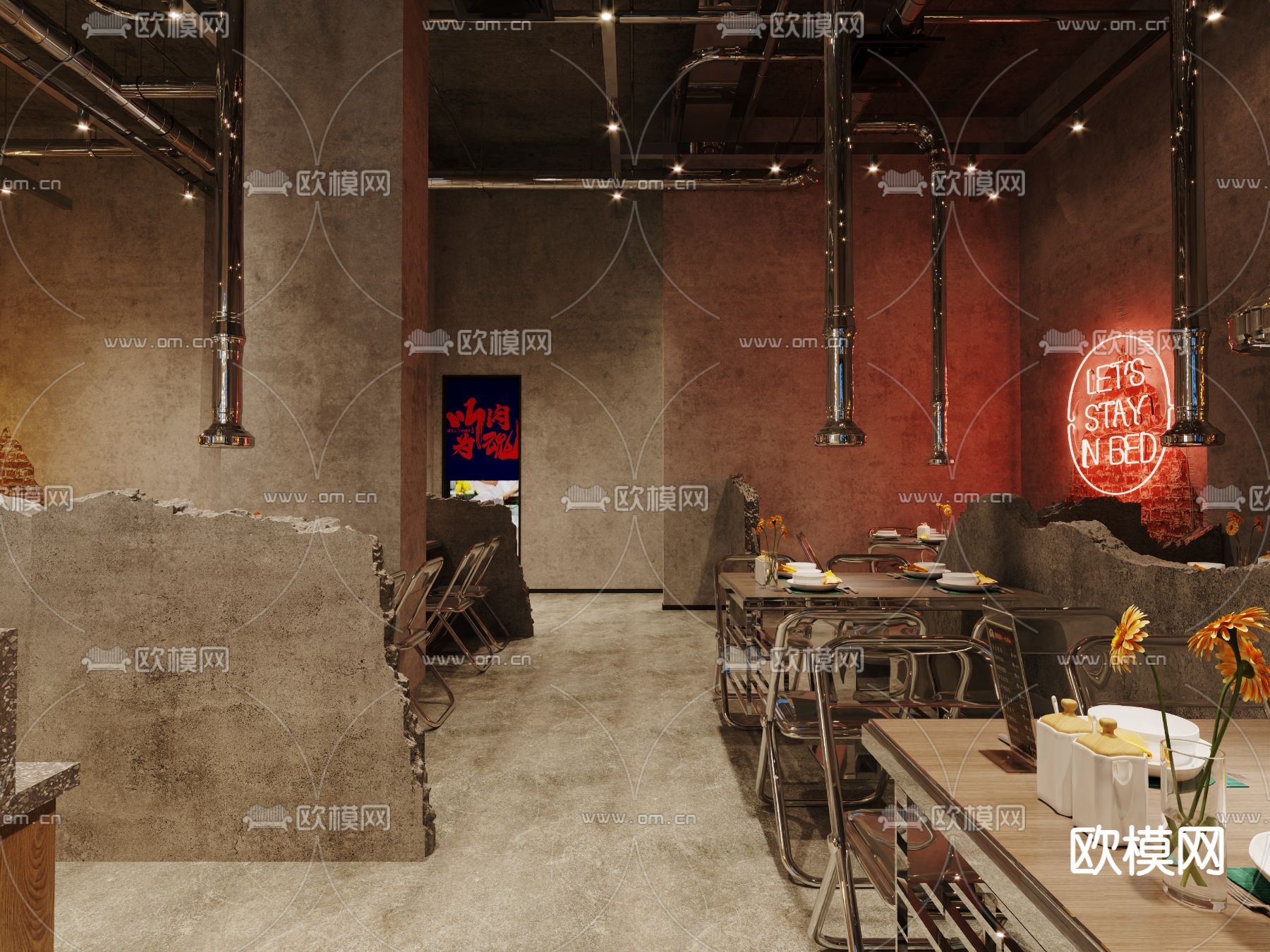 战后风火锅店 火锅餐厅3d模型下载（渲染图4）