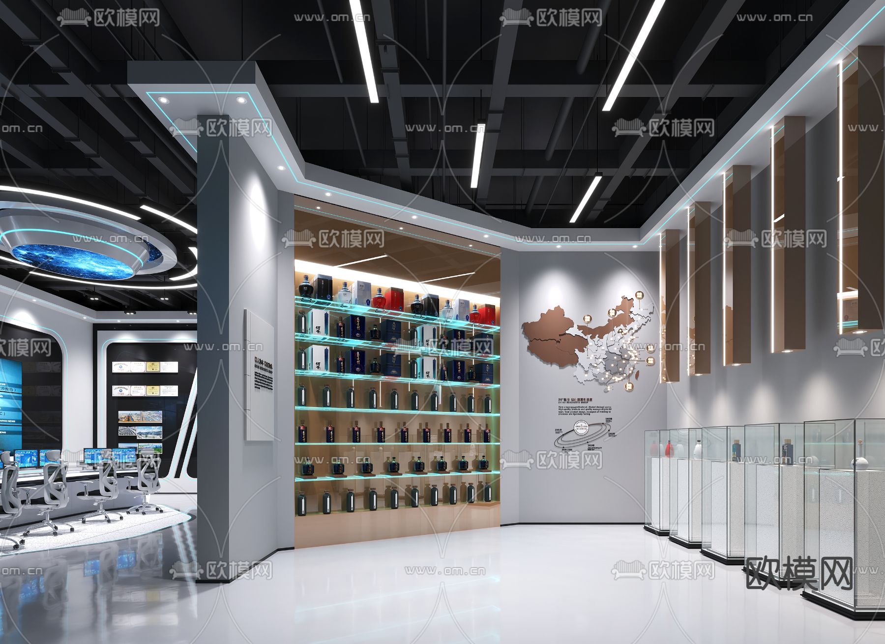 监控室 控制中心 企业展厅3d模型下载（渲染图2）