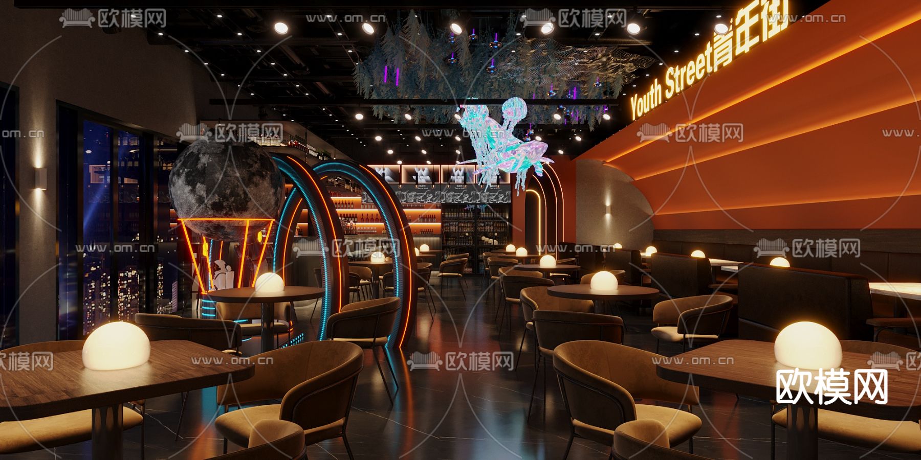 现代酒吧 KTV 夜总会3d模型下载（渲染图1）