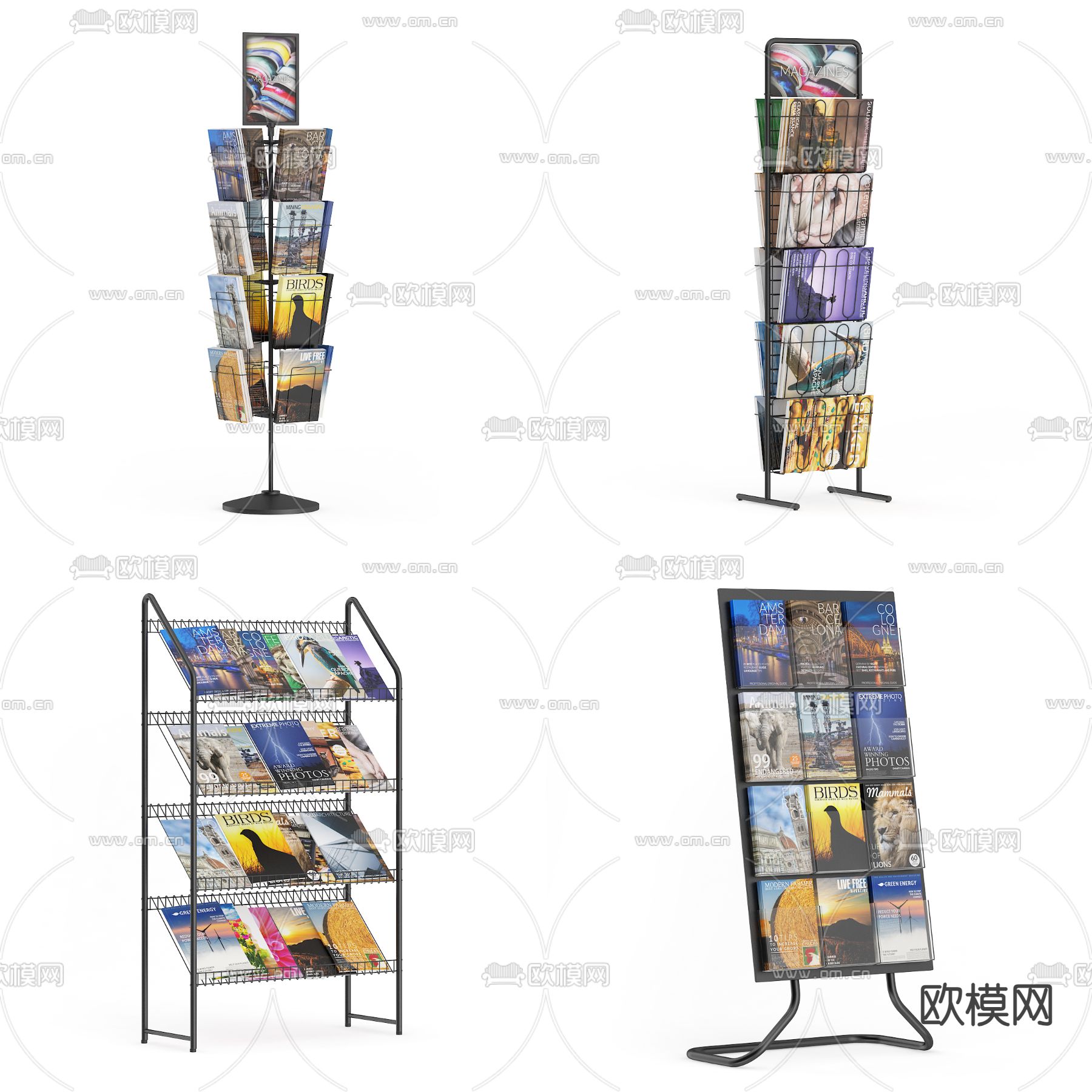 杂志架 书架3d模型下载（渲染图1）