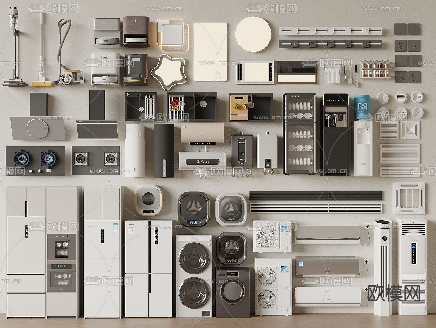 日用电器 空调 冰箱 洗衣机 扫地机器人 厨房电器3d模型下载