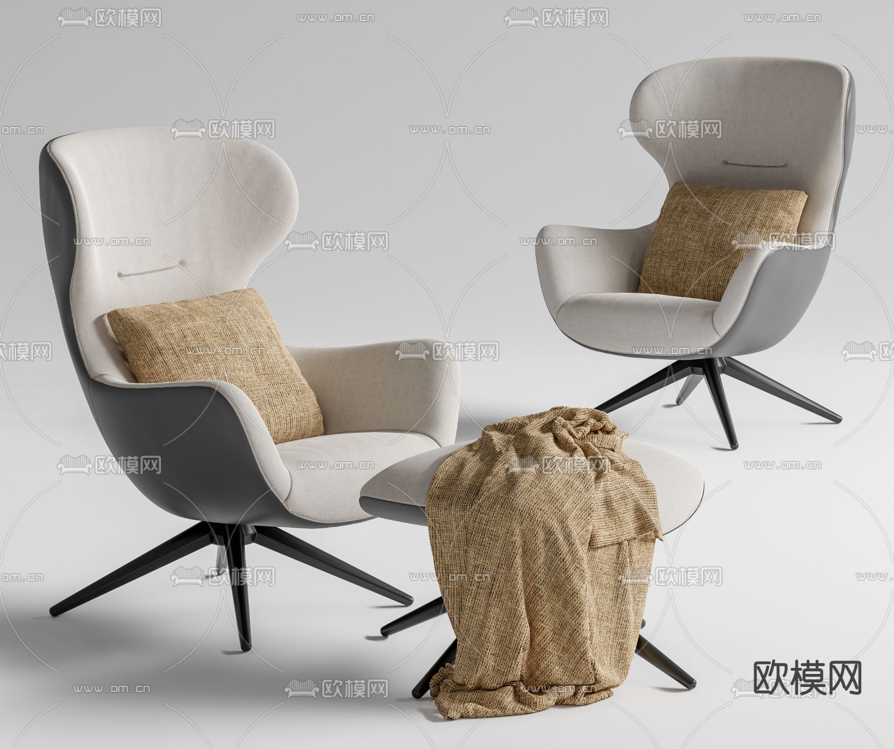 Poliform  休闲椅su模型下载（渲染图1）