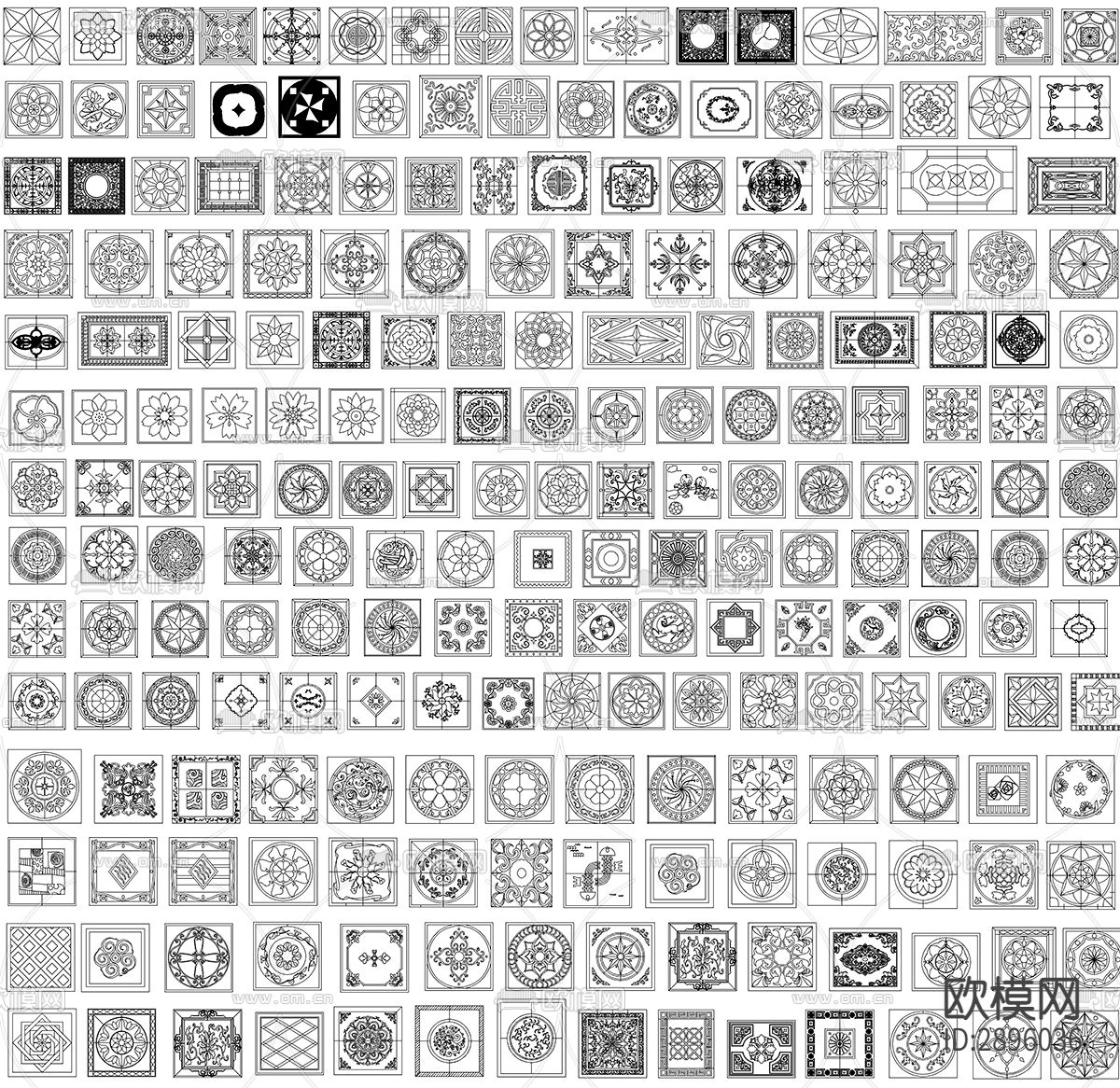 石材拼花室内CAD图库下载（渲染图2）