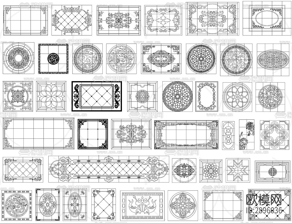 石材拼花室内CAD图库下载（渲染图1）