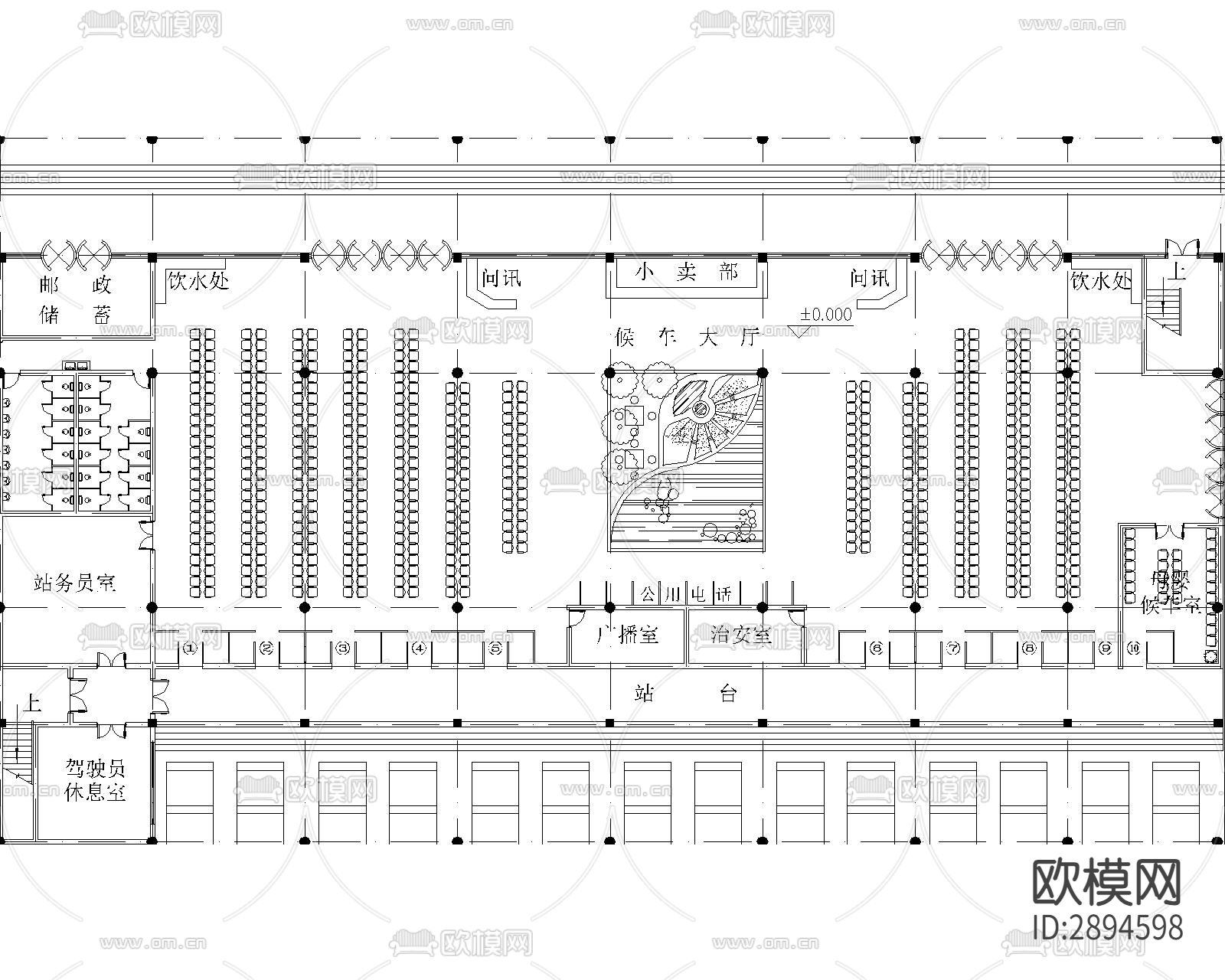 客运站cad施工图下载（渲染图3）