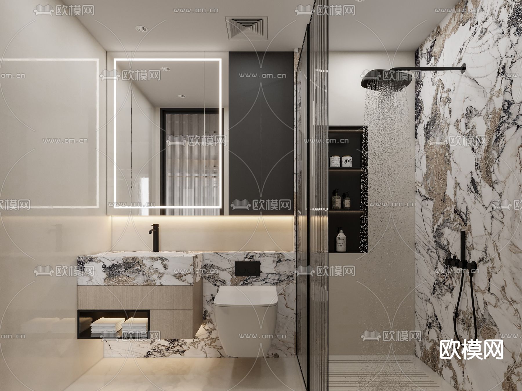 现代卫生间 浴室 洗手间3d模型下载