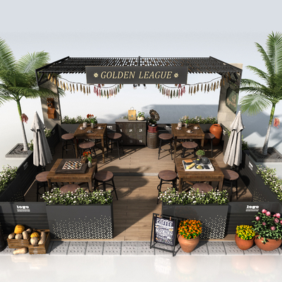  户外商业外摆su模型 