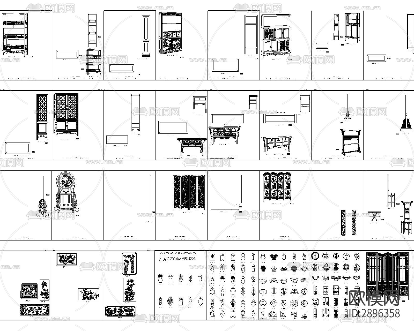 家具三视图cad图库下载（渲染图9）
