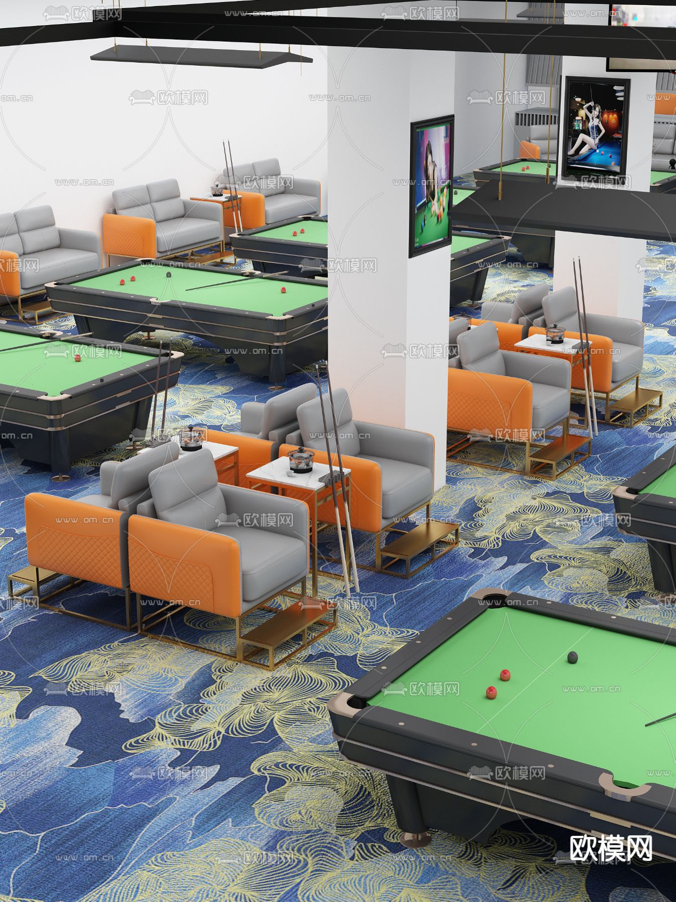 台球桌3d模型下载（渲染图1）