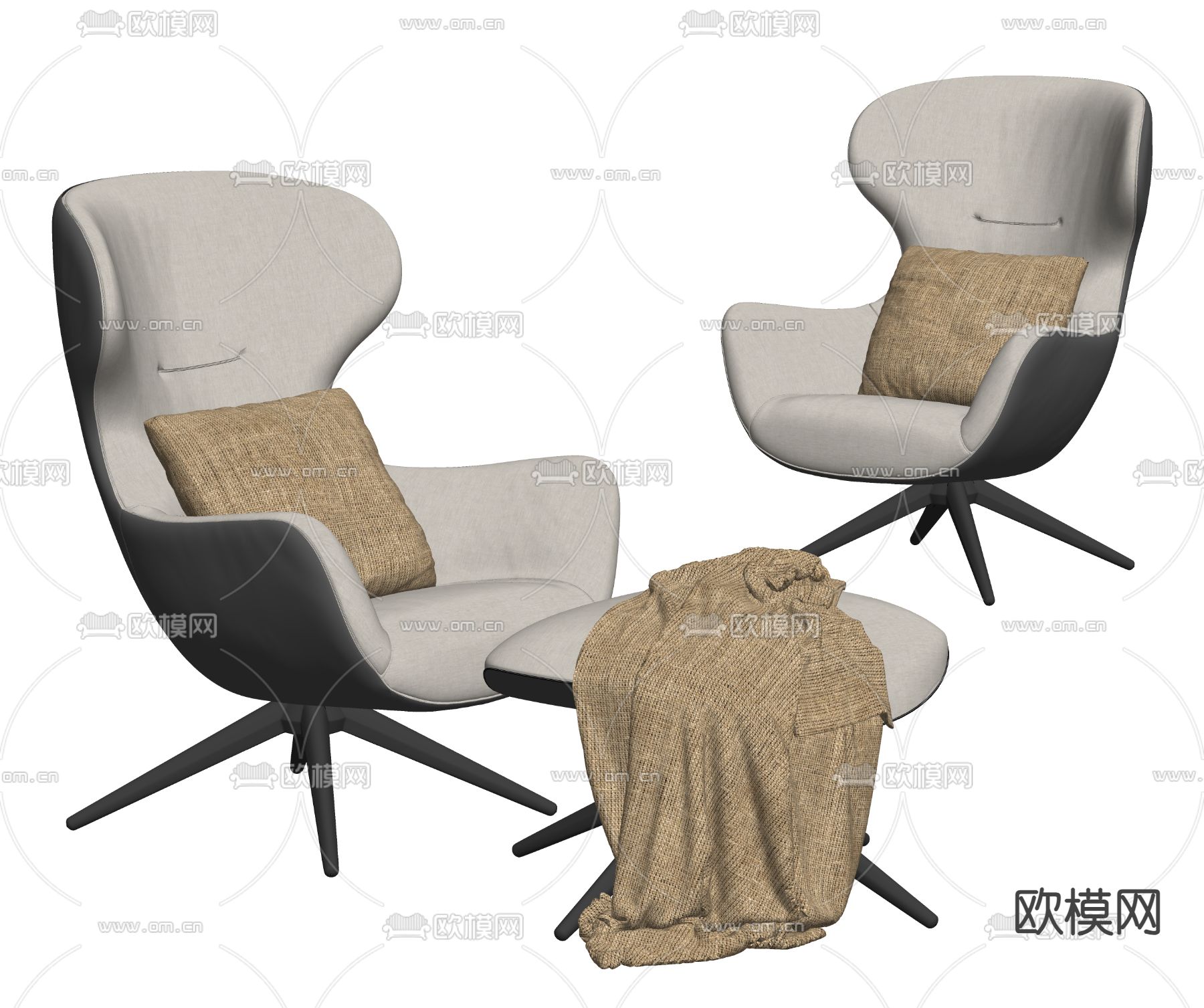 Poliform  休闲椅su模型下载（渲染图2）