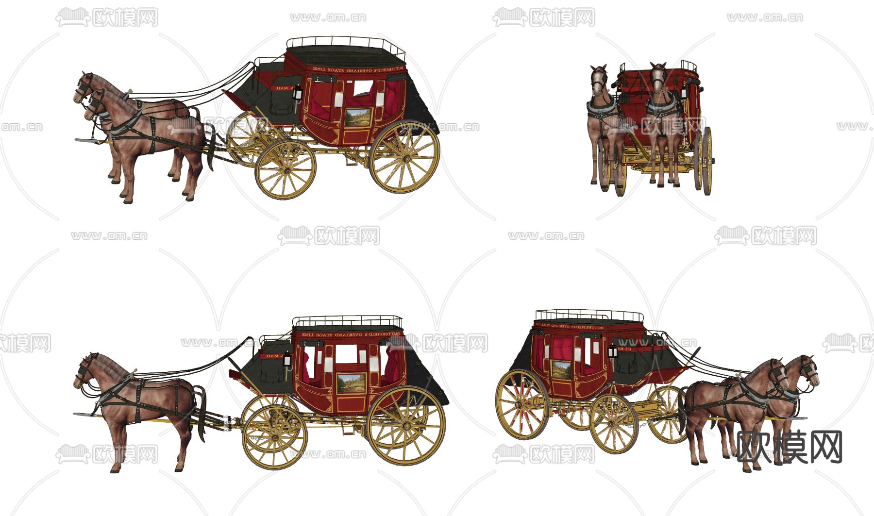 欧式古典马车su模型下载（渲染图2）