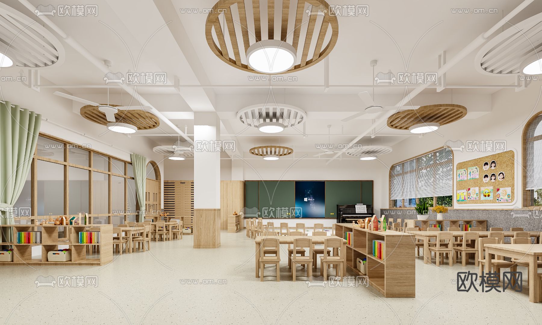 图书馆 阅览室3d模型下载（渲染图3）