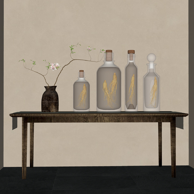  人参酒 泡酒su模型 