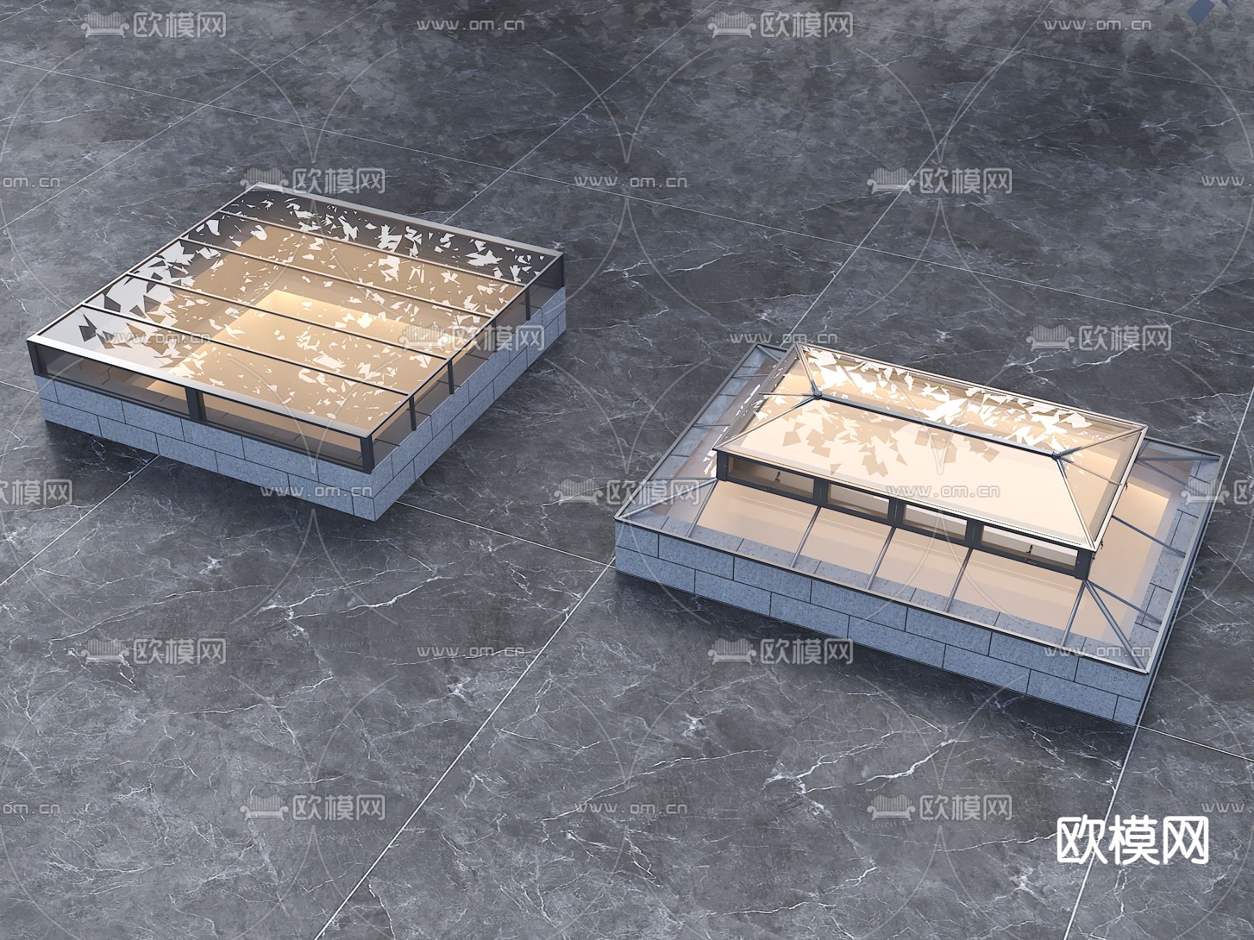 采光井  通风天井 玻璃天窗3d模型下载