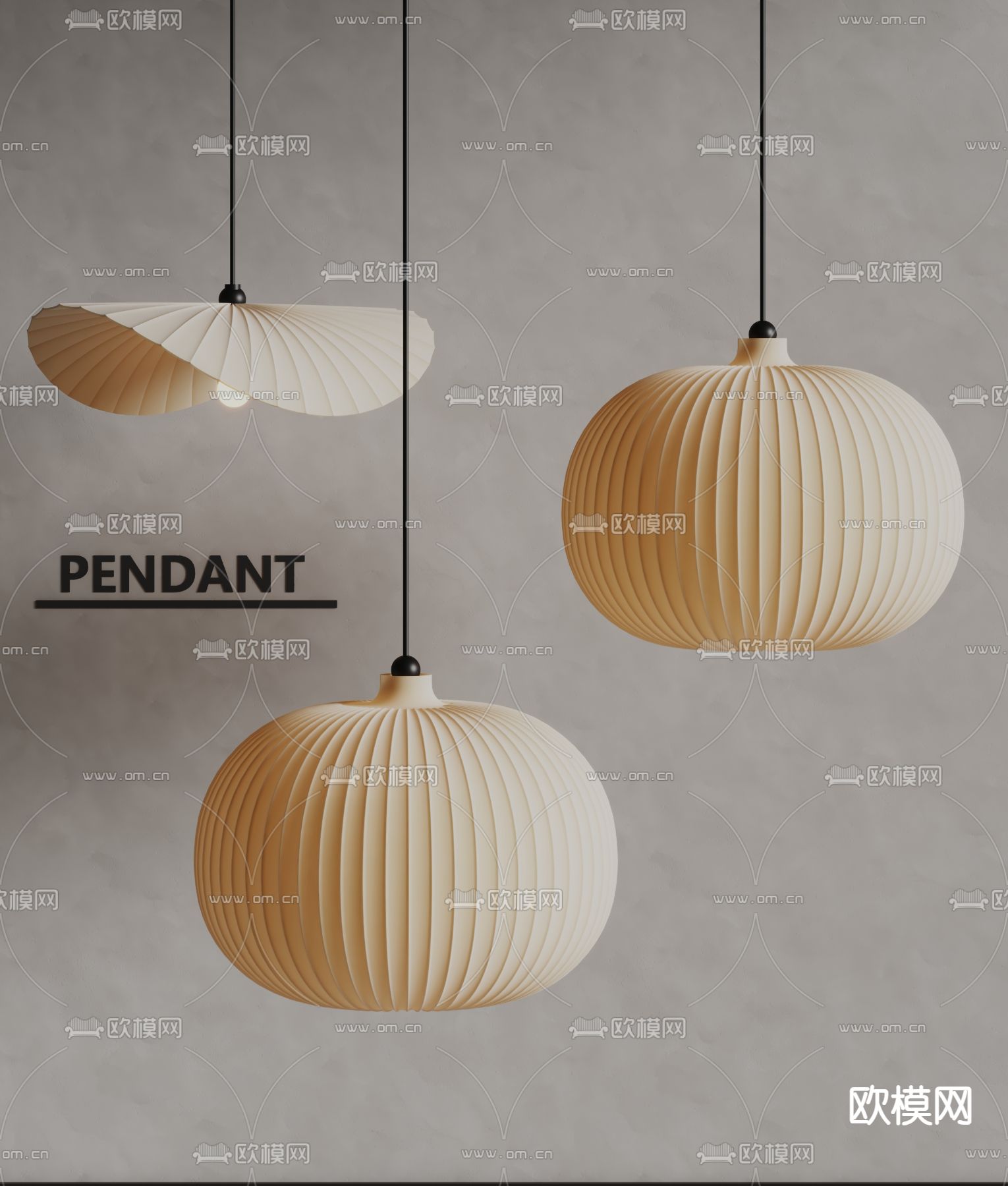 侘寂风吊灯su模型下载（渲染图1）