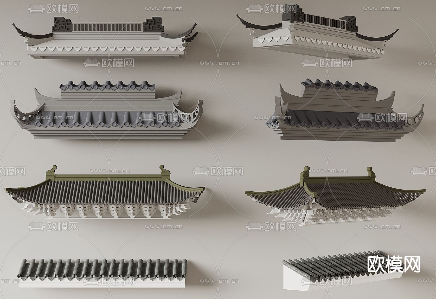 中式屋顶 屋檐 房檐 飞檐 屋脊3d模型下载