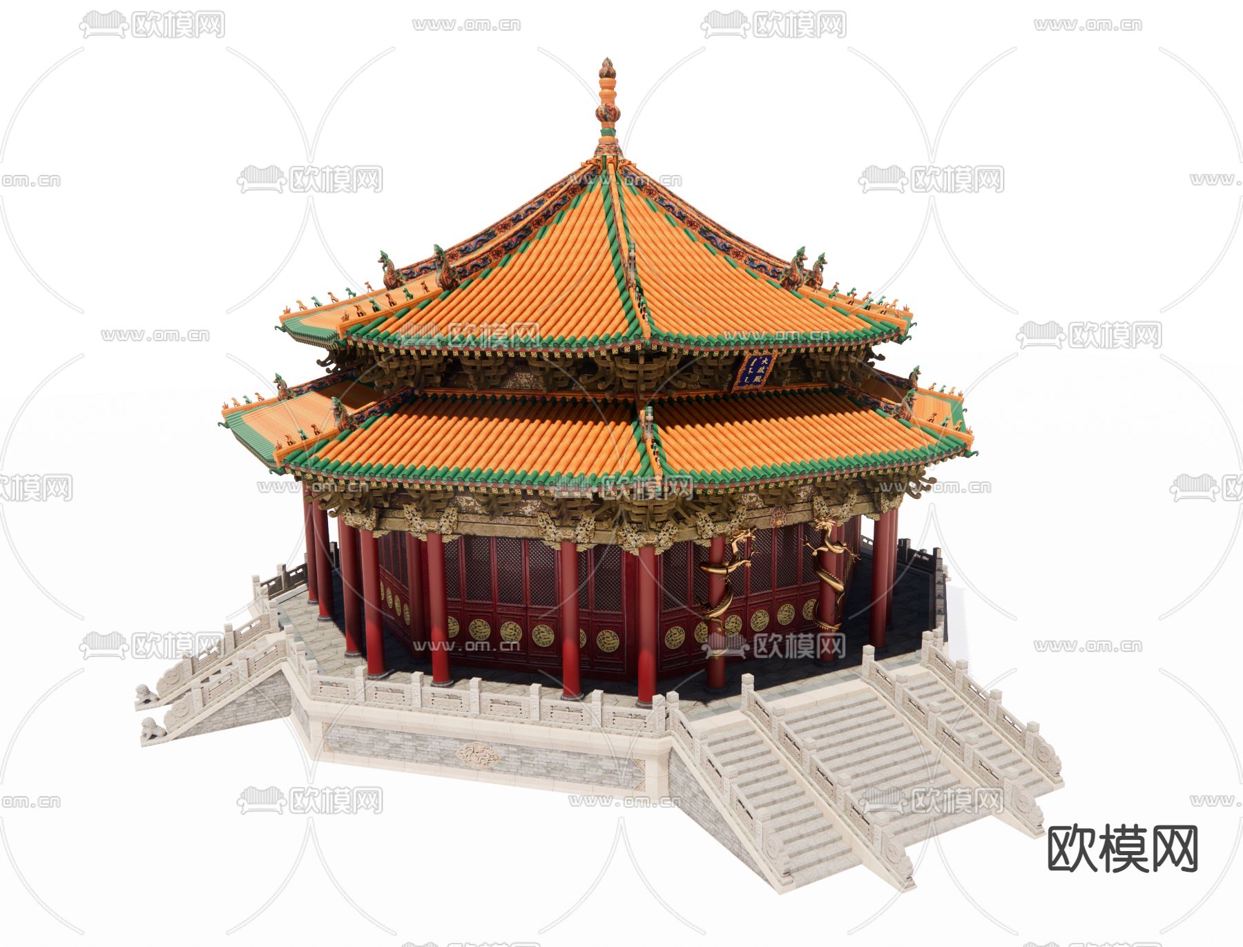 中式古建筑su模型下载（渲染图1）