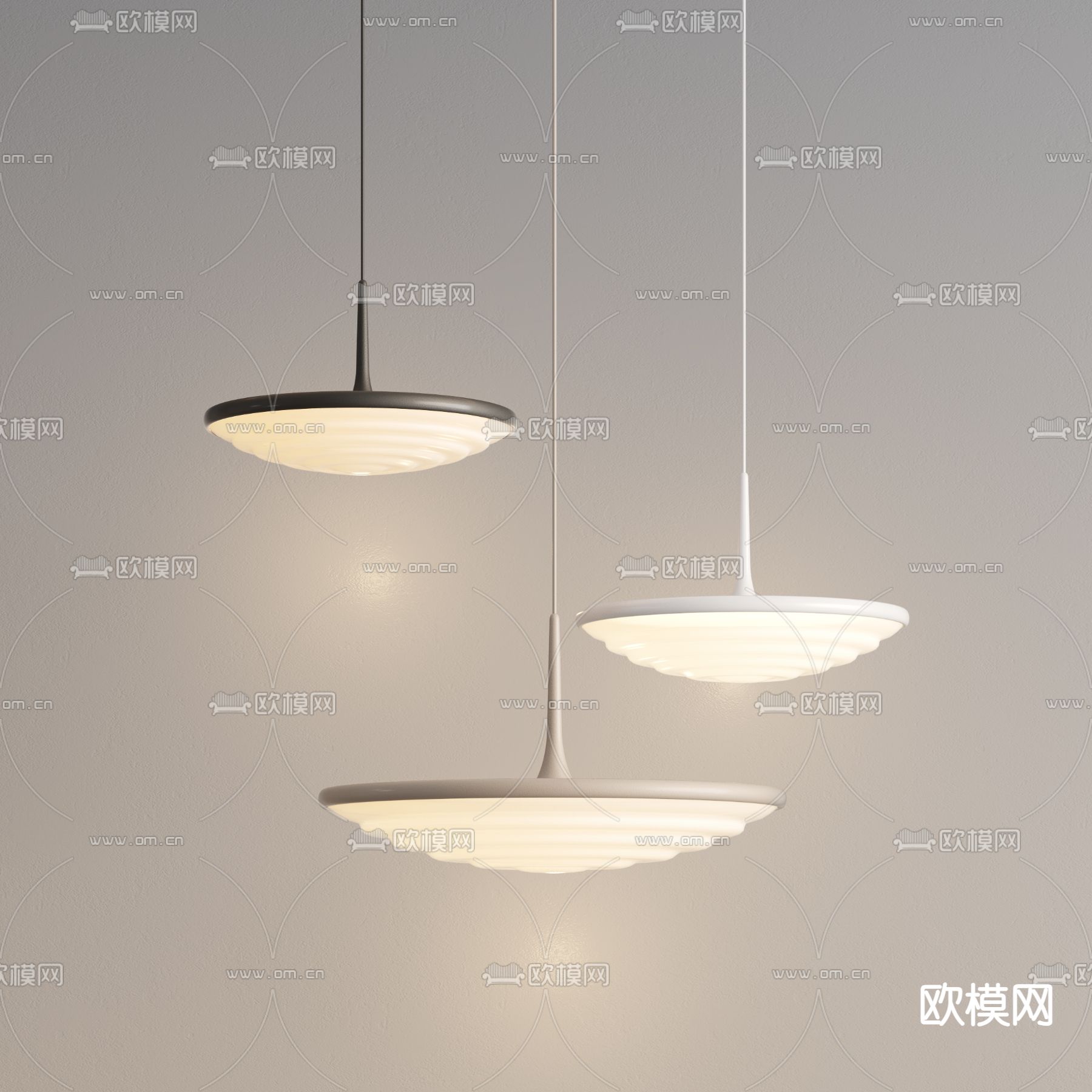 奶油风小吊灯3d模型下载