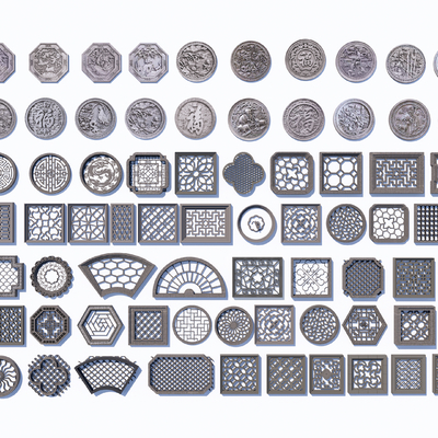  中式圆形浮雕 2D浮雕su模型 