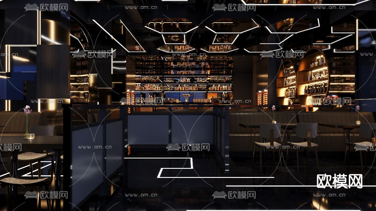 现代酒吧 KTV 夜总会3d模型下载（渲染图1）