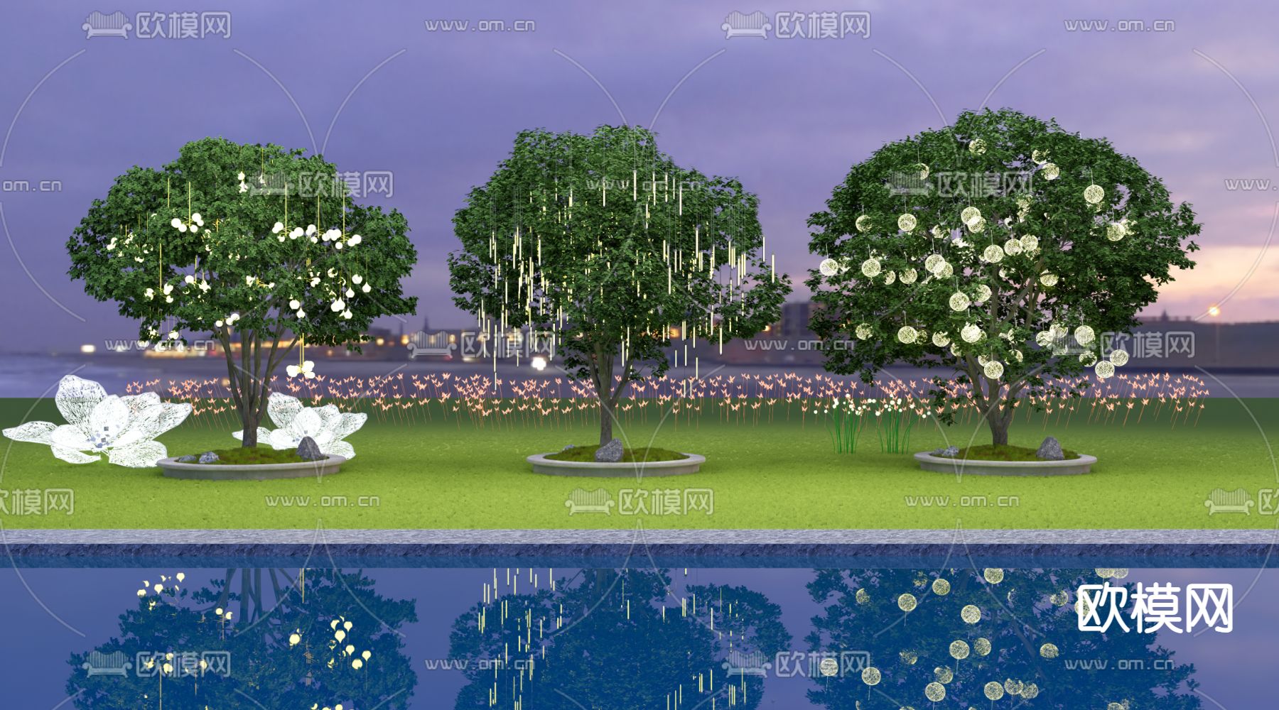 景观树 景观树池su模型下载（渲染图1）