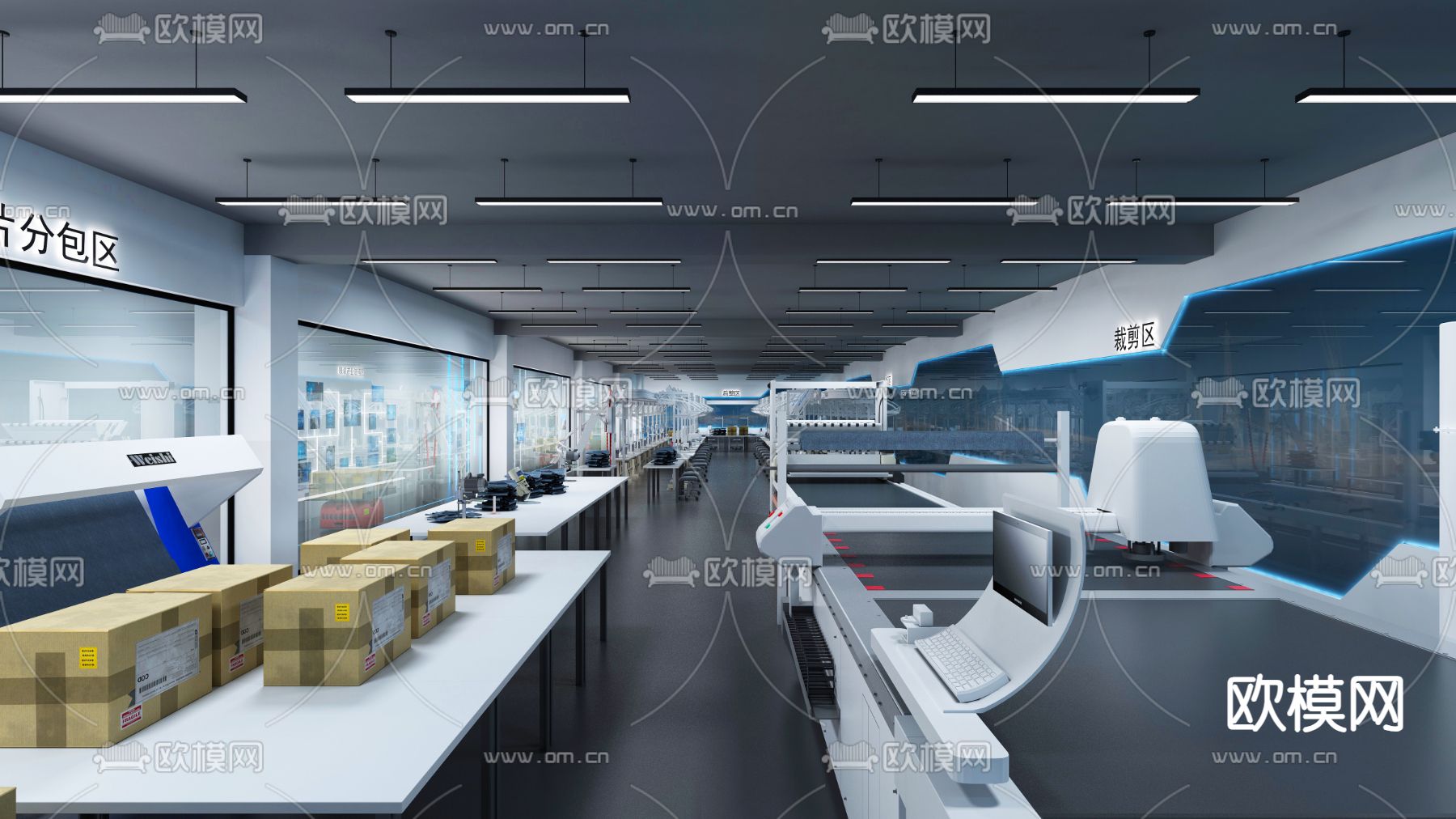 车间 缝纫工厂3d模型下载（渲染图1）
