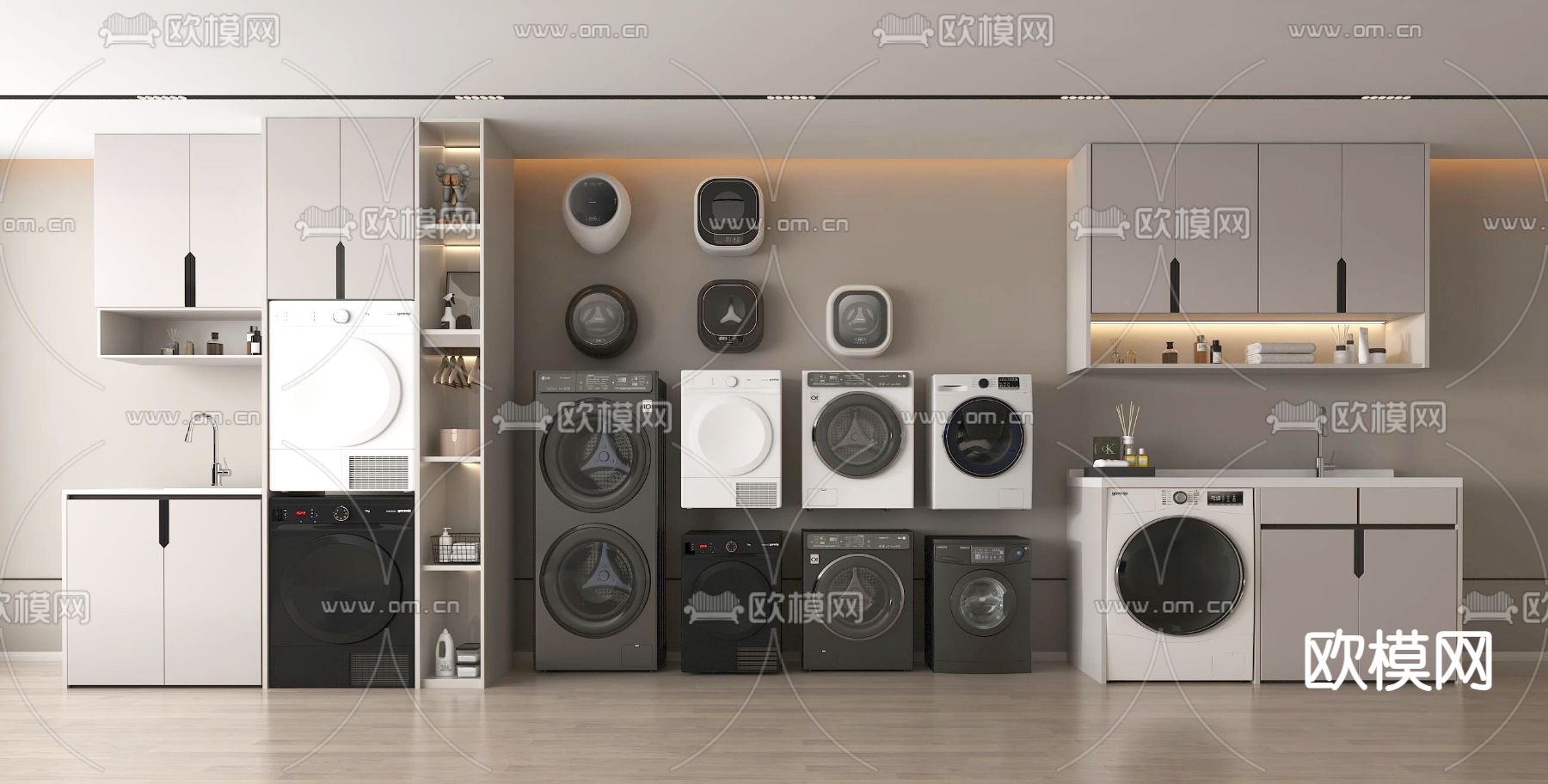 洗衣机柜 洗衣机 烘干机3d模型下载