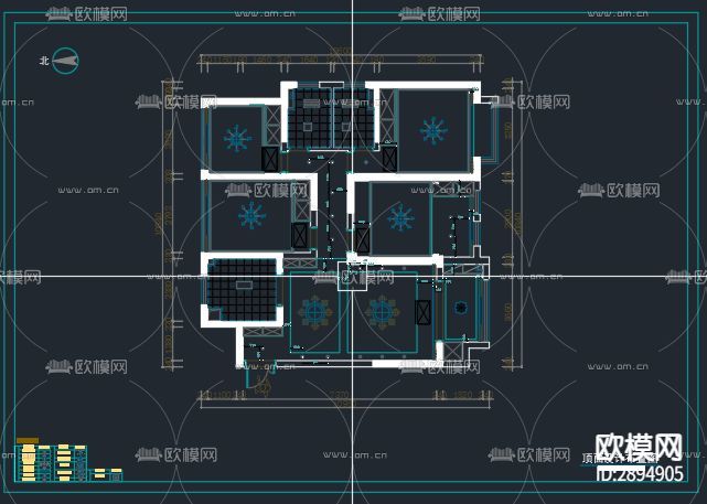 家裝cad施工圖下載(渲染圖1)