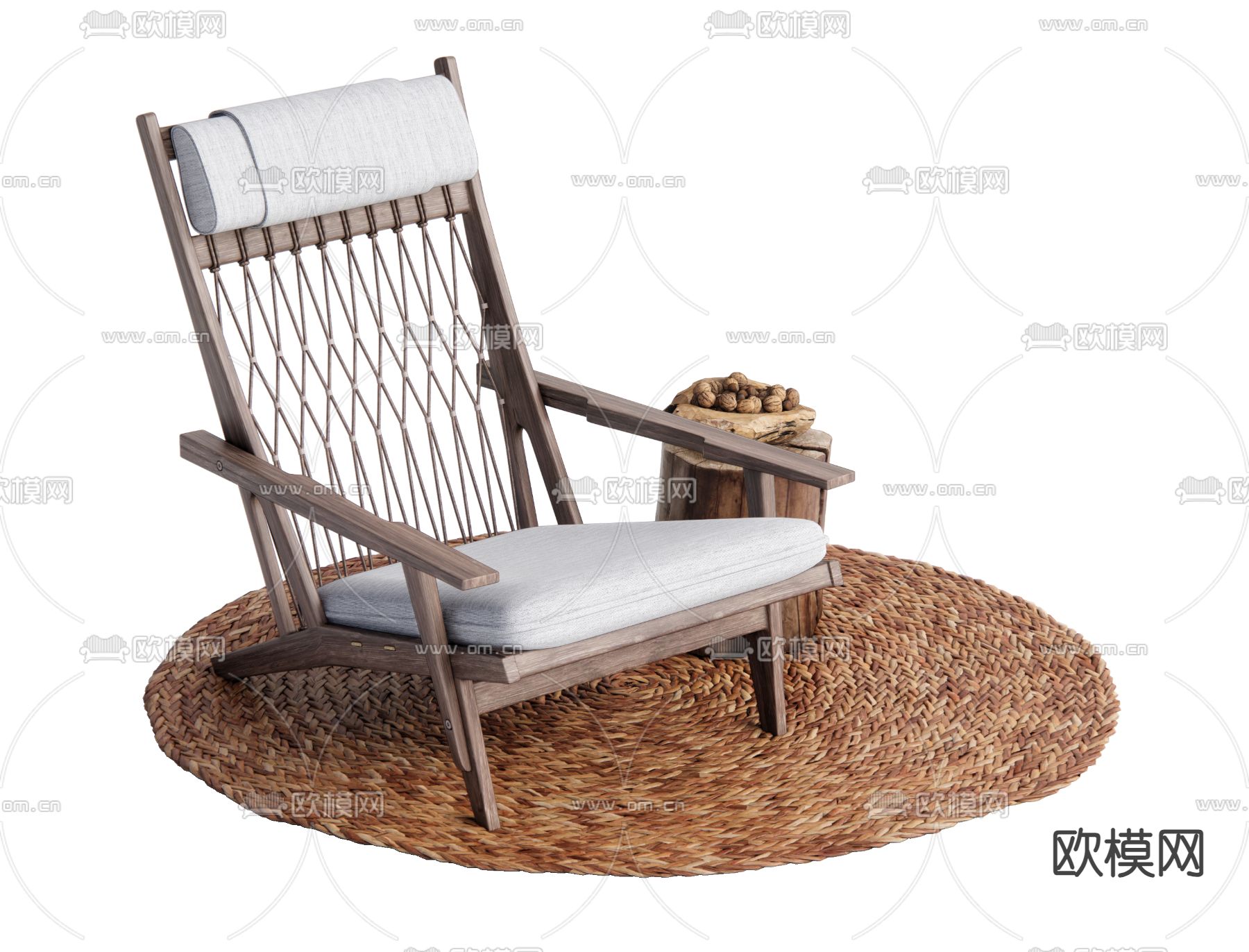 侘寂休闲椅su模型下载（渲染图1）